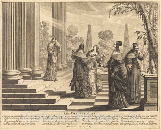 Art Print : Abraham Bosse, The Foolish Virgins Approaching The Temple - Vintage Wall Art