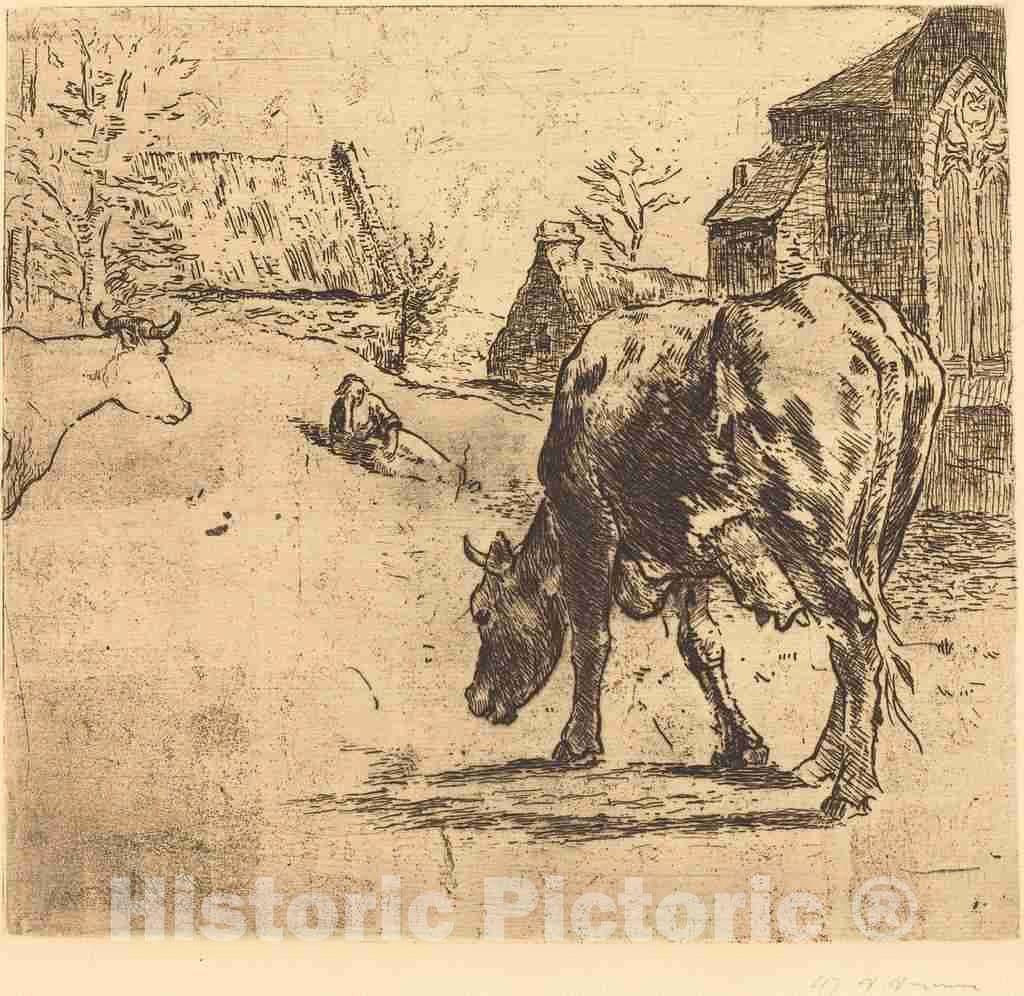 Art Print : Victor Alfred Paul Vignon, The Cow (La Vache), 1893 - Vintage Wall Art