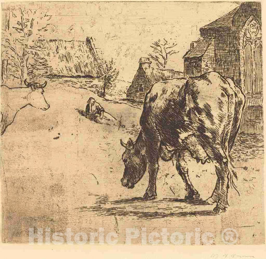 Art Print : Victor Alfred Paul Vignon, The Cow (La Vache), 1893 - Vintage Wall Art