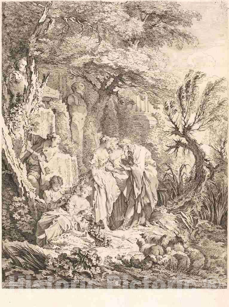 Art Print : Aveline After Boucher, La Bonne Aventure, 1738 - Vintage Wall Art