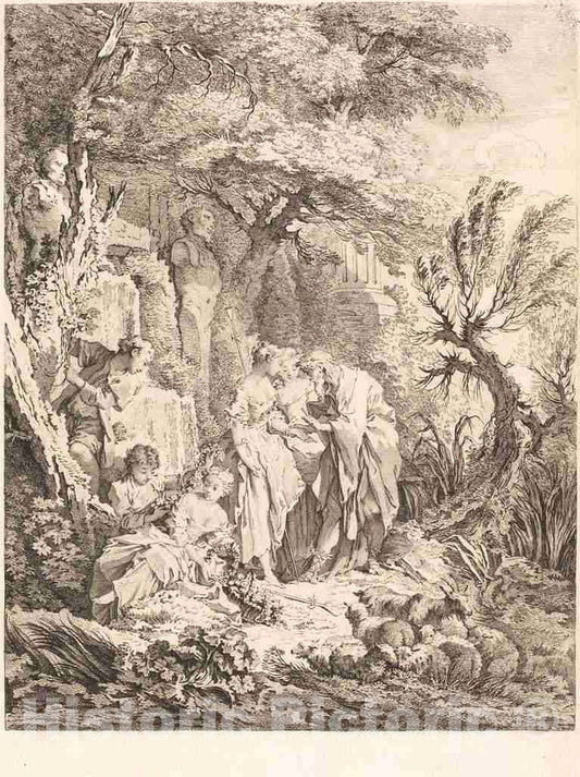 Art Print : Aveline After Boucher, La Bonne Aventure, 1738 - Vintage Wall Art