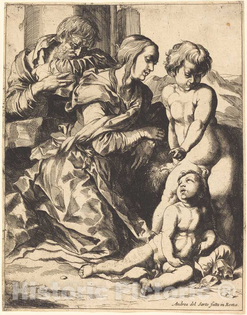 Art Print : Brebiette After del Sarto, The Holy Family - Vintage Wall Art