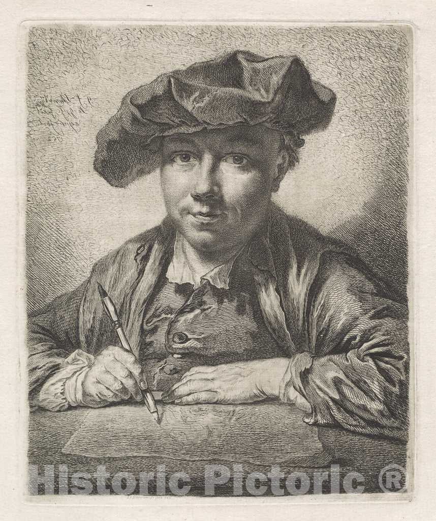 Art Print : Georg Friedrich Schmidt, Self-Portrait, 1752 - Vintage Wall Art