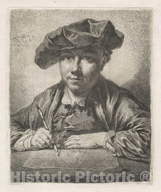 Art Print : Georg Friedrich Schmidt, Self-Portrait, 1752 - Vintage Wall Art