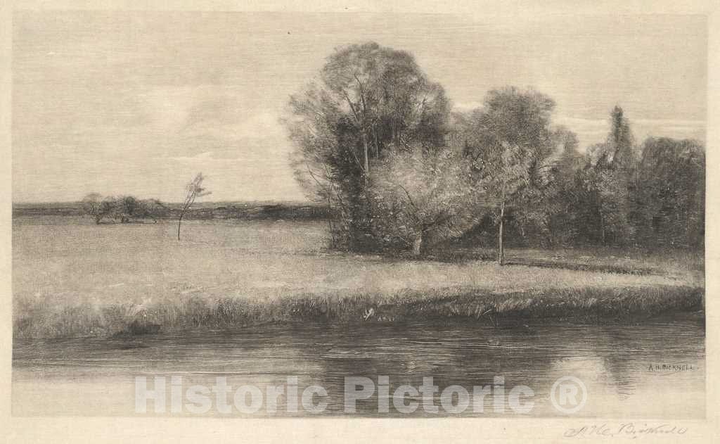 Art Print : Albion Bicknell, A Sun-Dappled Meadow by a River, c. 1890 - Vintage Wall Art