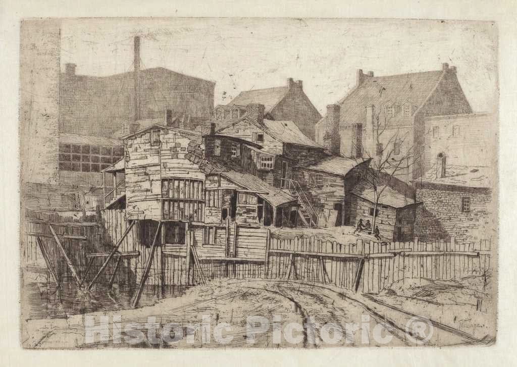 Art Print : Charles Frederick William Mielatz, Untitled (Wooden House in City), 1880s - Vintage Wall Art