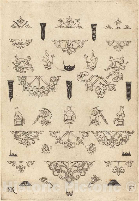 Art Print : Daniel Mignot, Eleven Different Studs and Twenty-Three Ornaments, 1593 - Vintage Wall Art