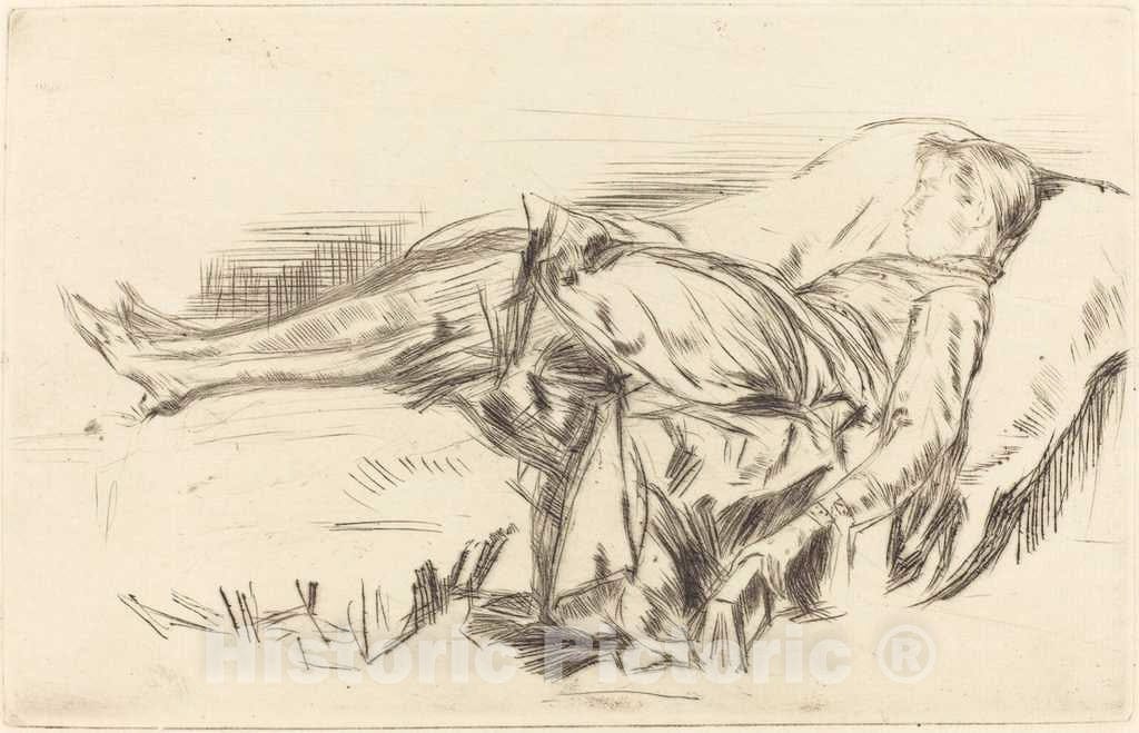 Art Print : James McNeill Whistler, A Child on a Couch, No.2, c.1874 - Vintage Wall Art
