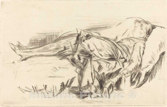 Art Print : James McNeill Whistler, A Child on a Couch, No.2, c.1874 - Vintage Wall Art