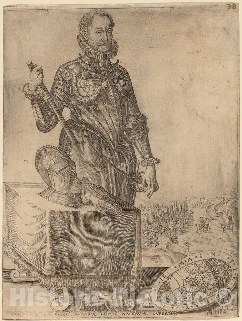 Art Print : Van Sichem I After Hendrik Goltzius, William of Nassau, Prince of Orange - Vintage Wall Art