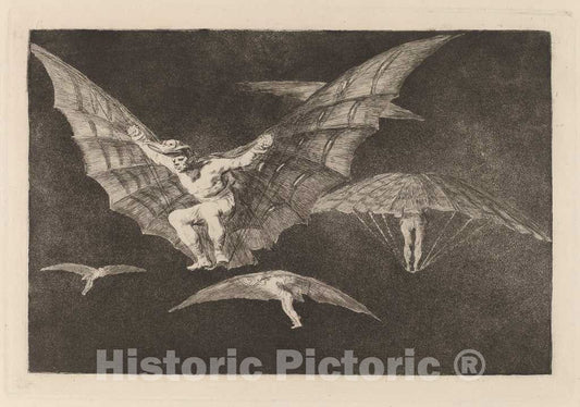 Art Print : Francisco de Goya, Modo de volar (A Way of Flying), in or After 1816 - Vintage Wall Art