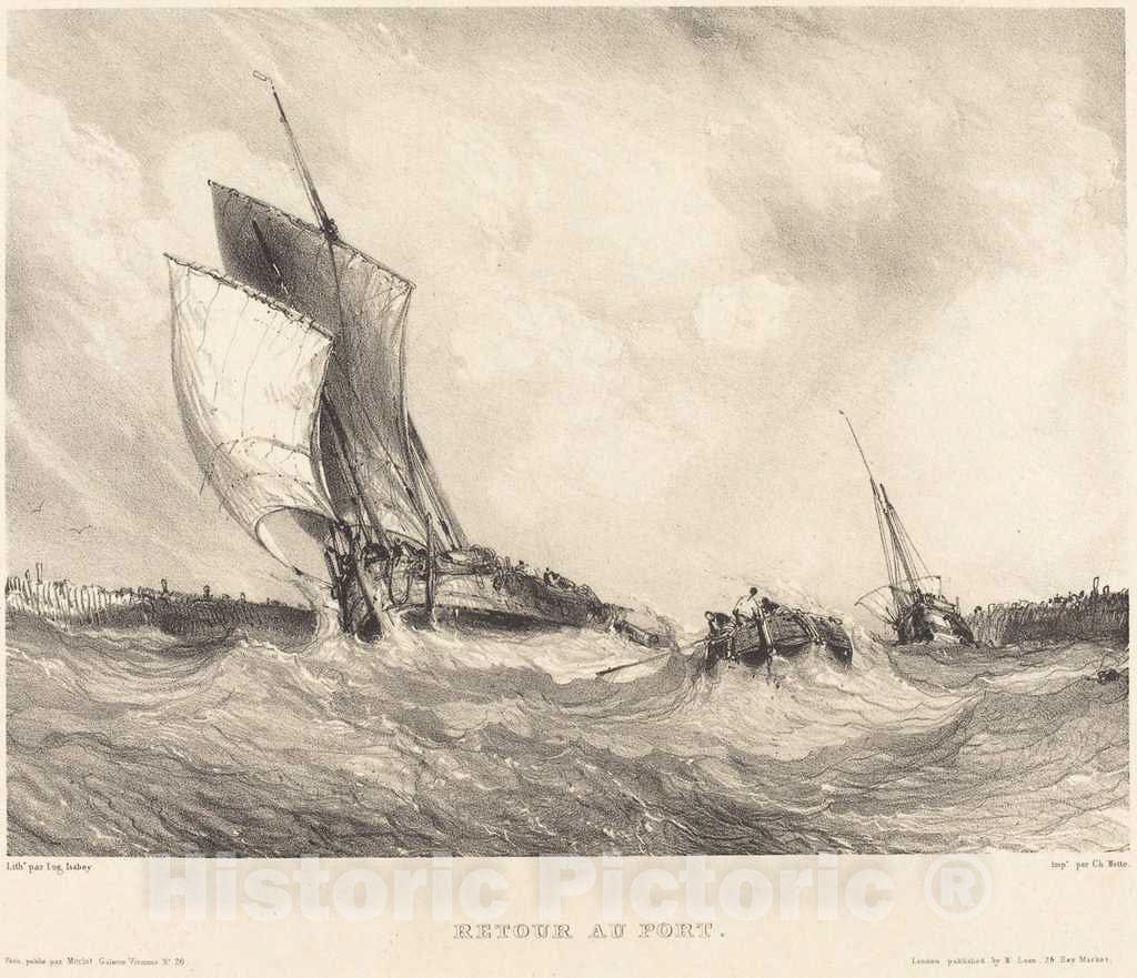 Art Print : EugÃ¨ne Isabey, Retour au Port, 1833 - Vintage Wall Art