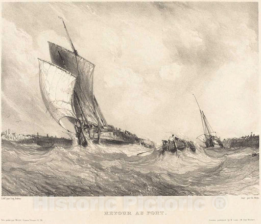 Art Print : EugÃ¨ne Isabey, Retour au Port, 1833 - Vintage Wall Art