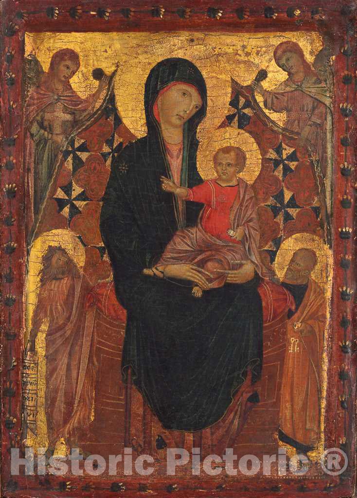 Art Print : Madonna and Child with Saint John The Baptist, Saint Peter, and Two Angels, c. 1290 - Vintage Wall Art
