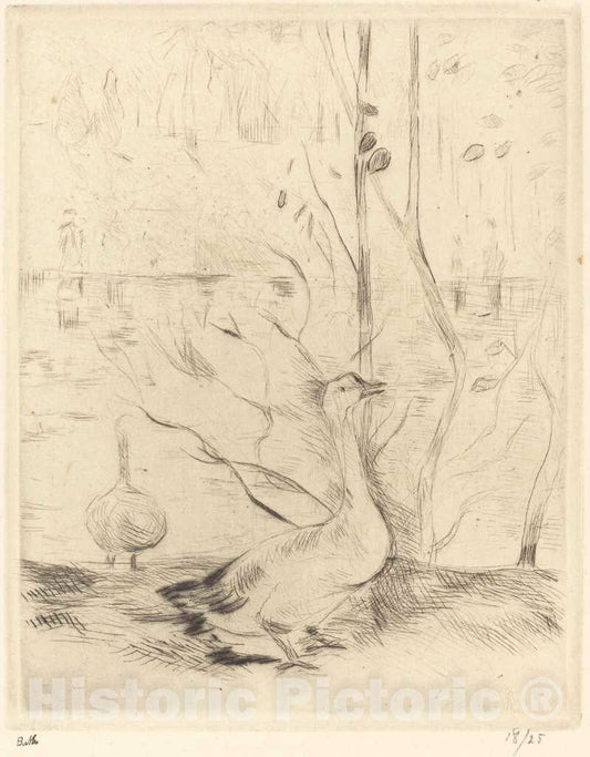 Art Print : Berthe Morisot, Walk in The Boulougne Wood, c.1889 - Vintage Wall Art