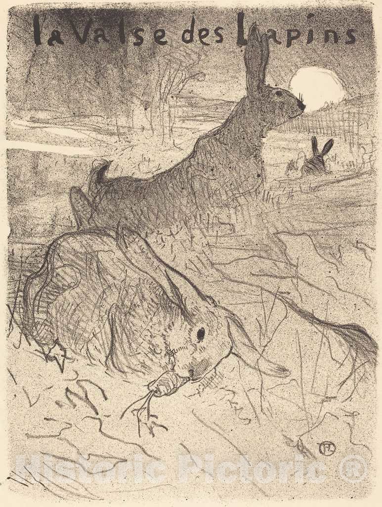 Art Print : Henri de Toulouse-Lautrec, La valse des lapins, 1895 - Vintage Wall Art