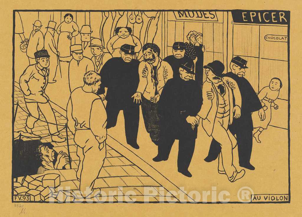 Art Print : FÃ©lix Vallotton, Au Violon (Off to The Jug), 1893 - Vintage Wall Art