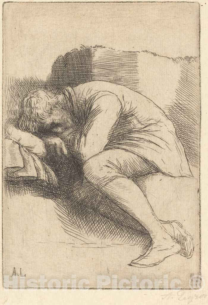 Art Print : Alphonse Legros, Sleeper (Un dormeur) - Vintage Wall Art