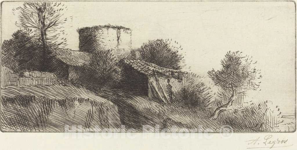 Art Print : Alphonse Legros, Pigeon Tower (La Tour aux Pigeons) - Vintage Wall Art
