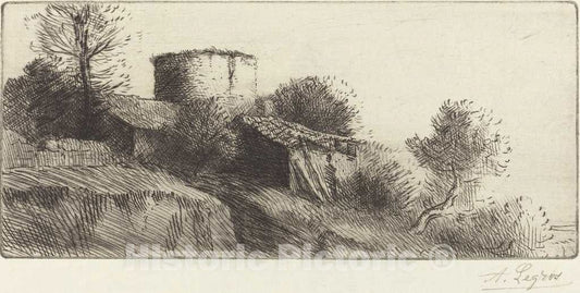 Art Print : Alphonse Legros, Pigeon Tower (La Tour aux Pigeons) - Vintage Wall Art