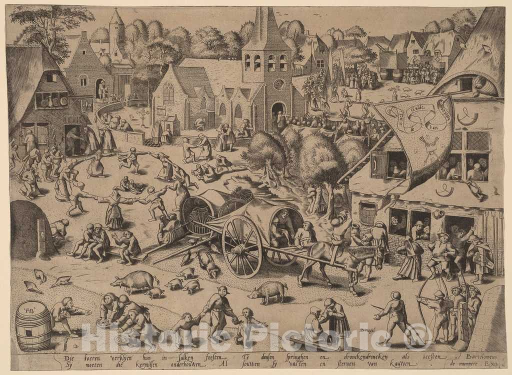 Art Print : Hogenberg After Bruegel The Elder, Village Fair at Hoboken - Vintage Wall Art
