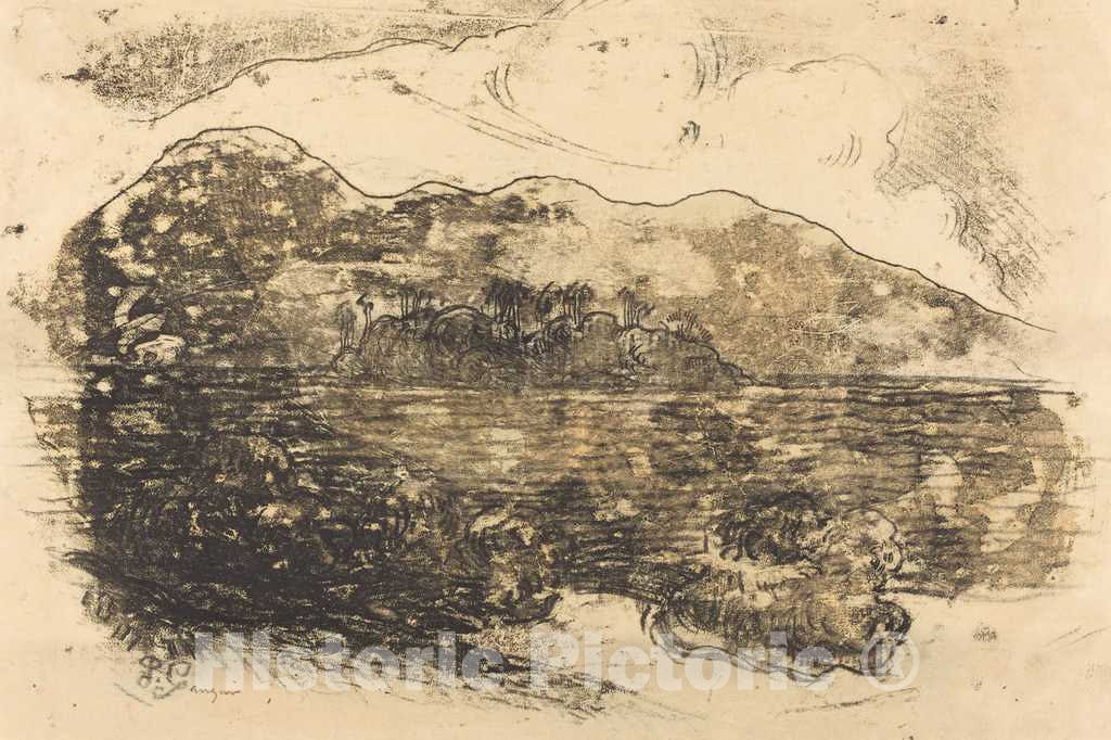 Art Print : Paul Gauguin, Tahitian Shore [Recto], c. 1900 - Vintage Wall Art