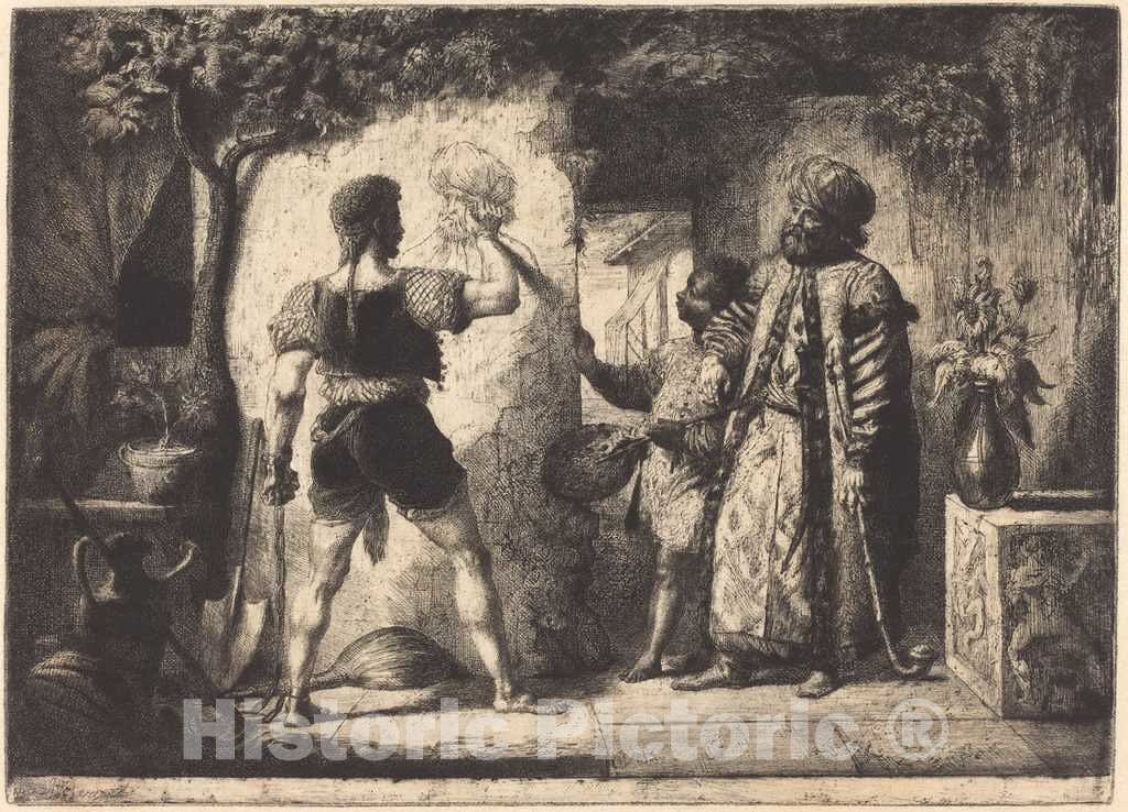 Art Print : Nolasque Bergeret, Artist Drawing a Man in Turkish Dress, 1819 - Vintage Wall Art