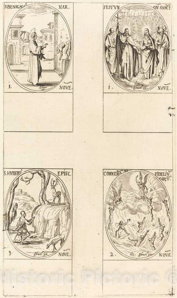 Art Print : Jacques Callot, St. Benignus; Festival of All Saints; Commemoration of The Dead; St. Hubert - Vintage Wall Art