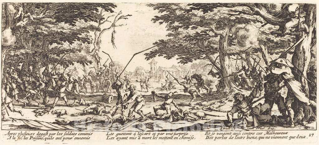 Art Print : Jacques Callot, The Peasants Avenge Themselves, c. 1633 - Vintage Wall Art
