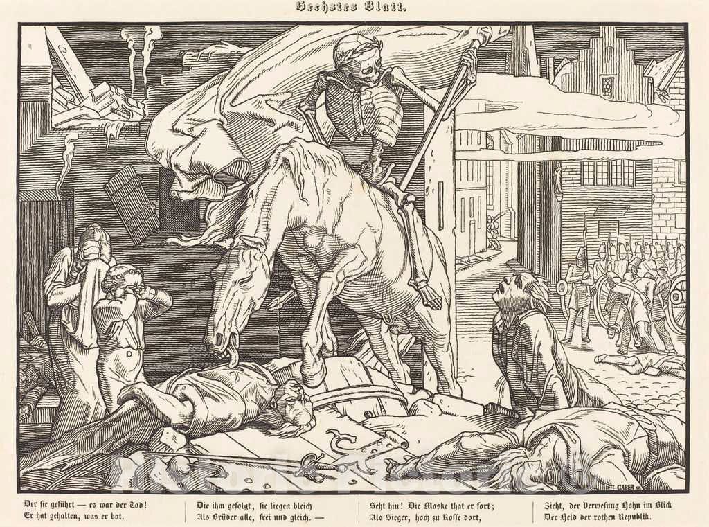 Art Print : Alfred Rethel, Auch EIN Todtentanz VI, 1849 - Vintage Wall Art