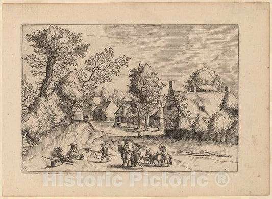 Art Print : Doetechum, Village Road, in or Before 1676 - Vintage Wall Art