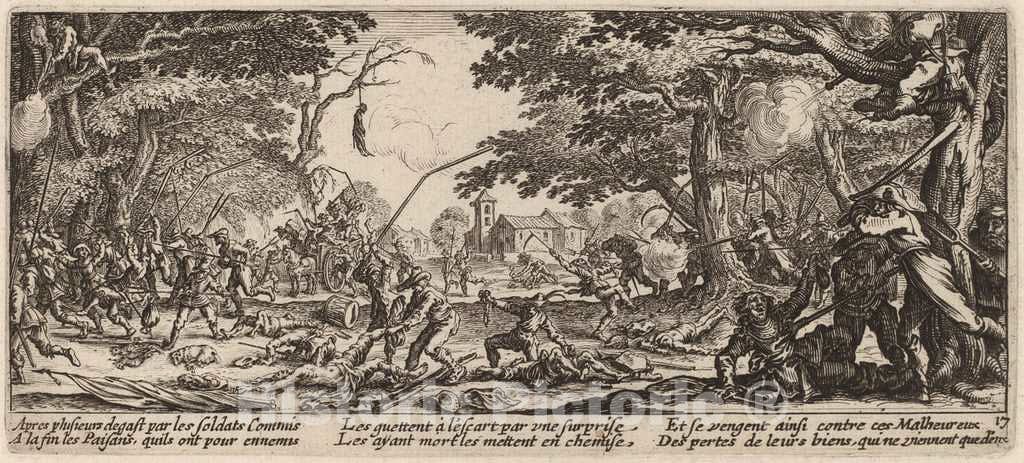 Art Print : Van Schagen After Jacques Callot, The Peasants Avenge Themselves - Vintage Wall Art