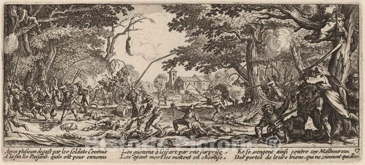 Art Print : Van Schagen After Jacques Callot, The Peasants Avenge Themselves - Vintage Wall Art