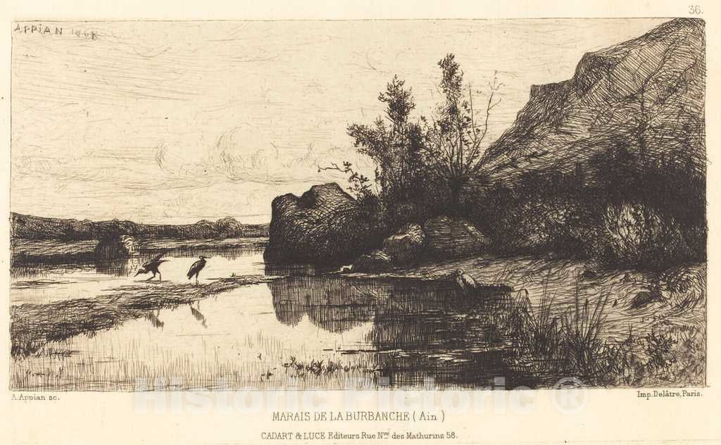 Art Print : Adolphe Appian, Marais de la Burbanche - Vintage Wall Art