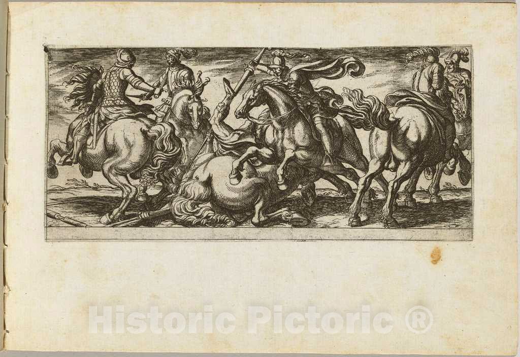 Art Print : Antonio Tempesta, Six Cavalrymen in Combat - Vintage Wall Art