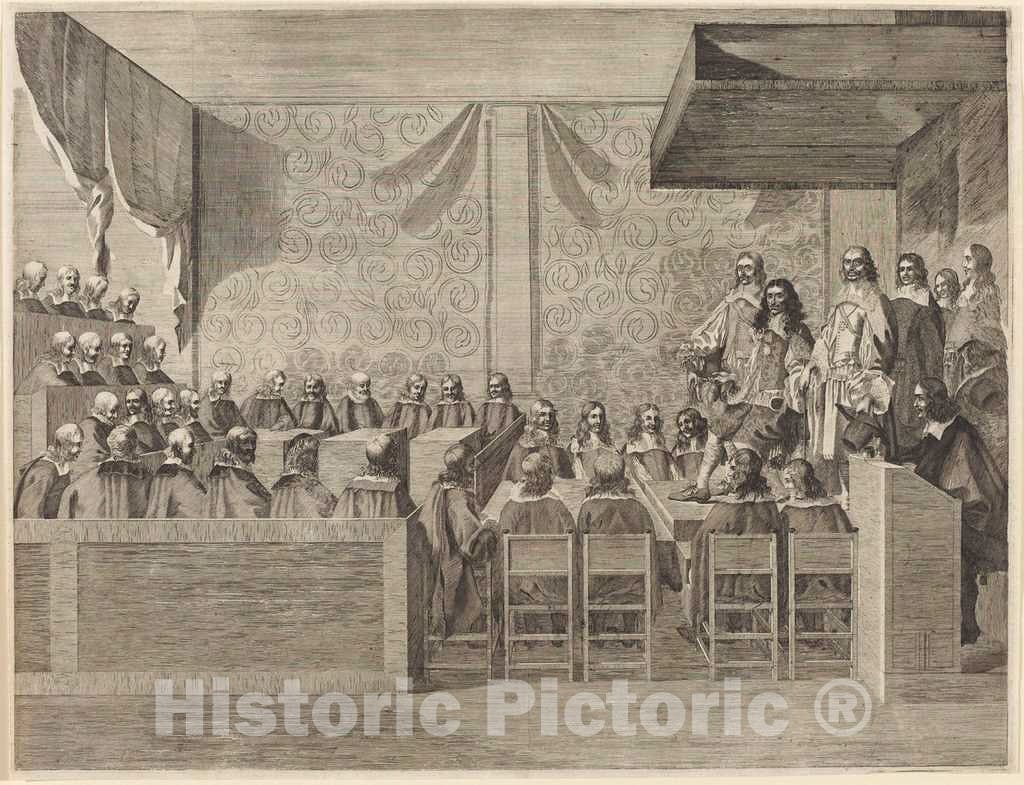 Art Print : Charles II with His Council, 1660 - Vintage Wall Art