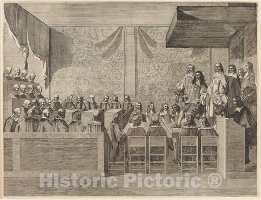 Art Print : Charles II with His Council, 1660 - Vintage Wall Art