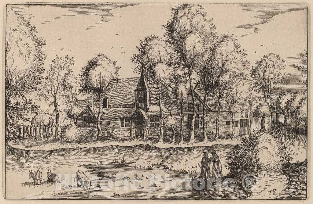 Art Print : Visscher After Van Doetechum, A Pond, 1612 - Vintage Wall Art