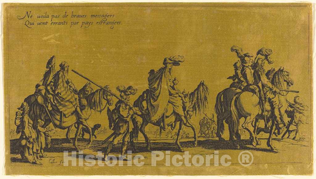 Art Print : Jacques Callot, The Bohemians Marching: The Vanguard, 18th Century - Vintage Wall Art