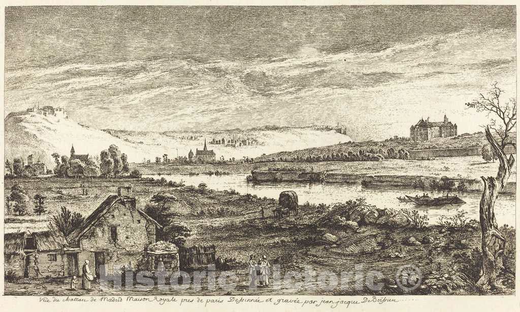 Art Print : Jacques de Boissieu, Vue du Chateau de Madrid - Vintage Wall Art