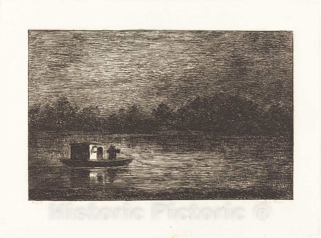 Art Print : Charles-FranÃ§ois Daubigny, Night Journey, 2nd Plate (Voyage de nuit), 1862 - Vintage Wall Art