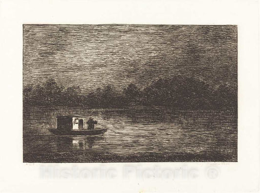 Art Print : Charles-FranÃ§ois Daubigny, Night Journey, 2nd Plate (Voyage de nuit), 1862 - Vintage Wall Art