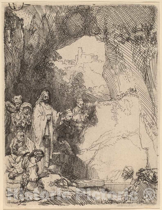Art Print : Rembrandt, The Raising of Lazarus: Small Plate, 1642 - Vintage Wall Art