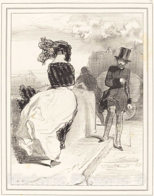 Art Print : Paul Gavarni, Une de ces Mines pudibones, c. 1843 - Vintage Wall Art