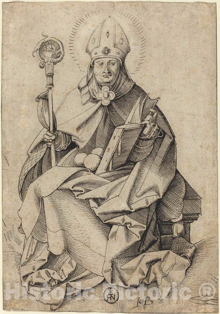 Art Print : Sebald Beham, Saint Nicholas - Vintage Wall Art