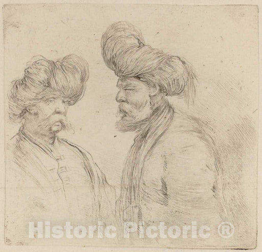 Art Print : Stefano Della Bella, Two Turks - Vintage Wall Art