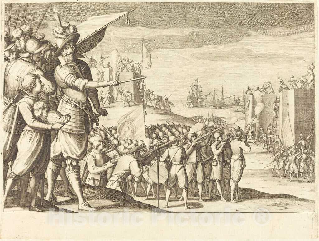 Art Print : Jacques Callot, Assault on Two Fortresses, c. 1614 - Vintage Wall Art