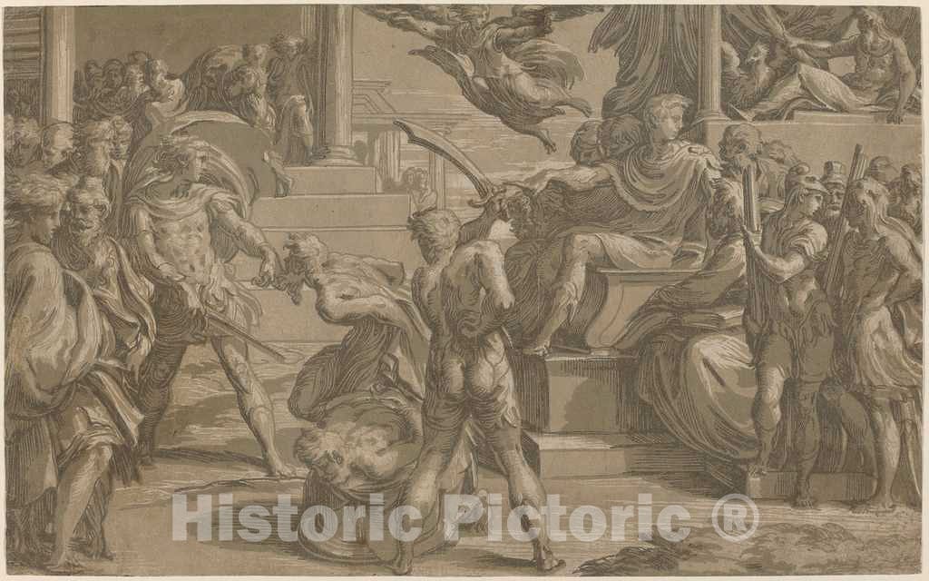 Art Print : Trento After Parmigianino, The Martyrdom of Saints Peter and Paul [Recto], c. 1530 - Vintage Wall Art