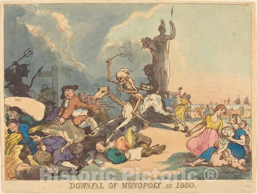 Art Print : Rowlandson, Downfall of Monopoly in 1800, 1800 - Vintage Wall Art