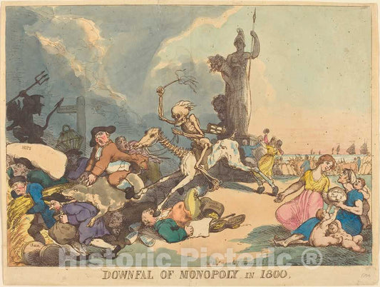 Art Print : Rowlandson, Downfall of Monopoly in 1800, 1800 - Vintage Wall Art